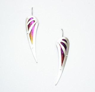 Wing Earrings | Handmade 950 silver wing earrings, heat colo… | Flickr