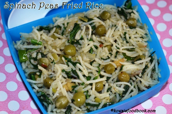 Spinach and Peas Rice for lunch box