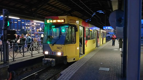 Charleroi Pre-metro BN tram in Charleroi, Hainaut, Belgium /Oct 28, 2017