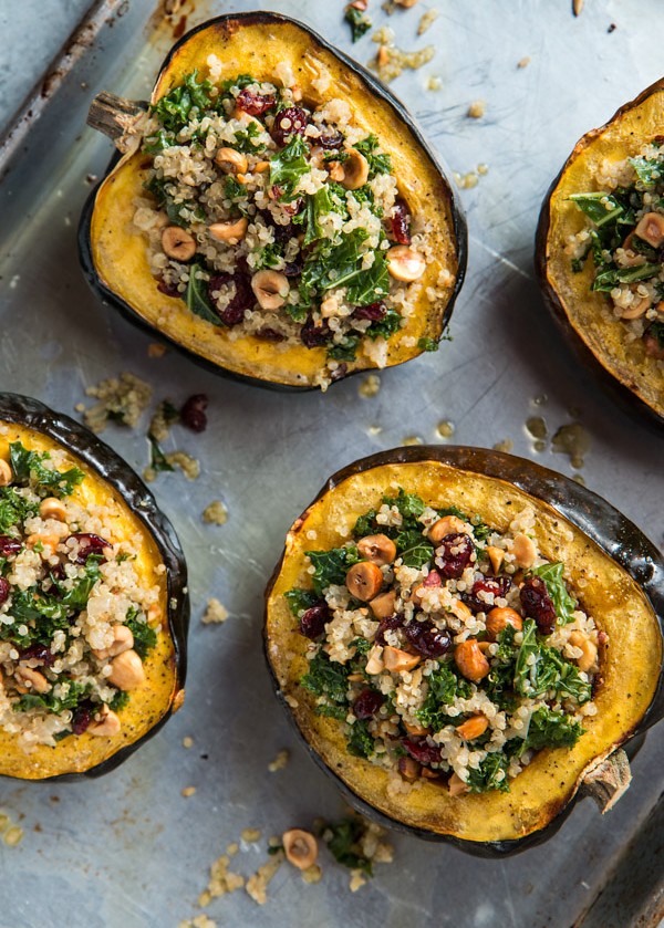 Stuffed Acorn Squash with Quinoa, Hazelnuts, and Kale | Will Cook For Friends