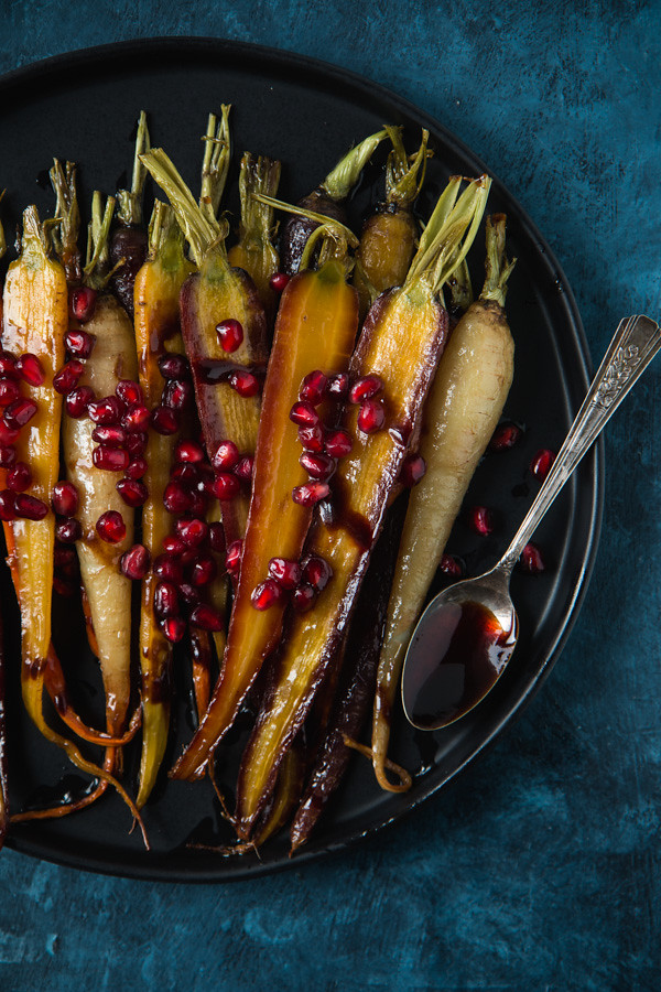 Roasted Maple Pomegranate Glazed Carrots | Will Cook For Friends