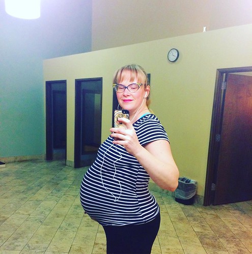 At the gym last night. Found out this morning that I might be getting induced at week 39...that's a little over a week away! Squeal! I'm excited!