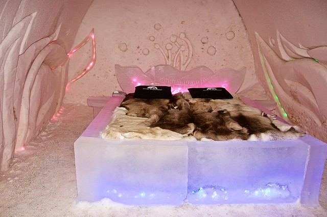 Sleeping on ice - Arctic Snow hotel bedroom