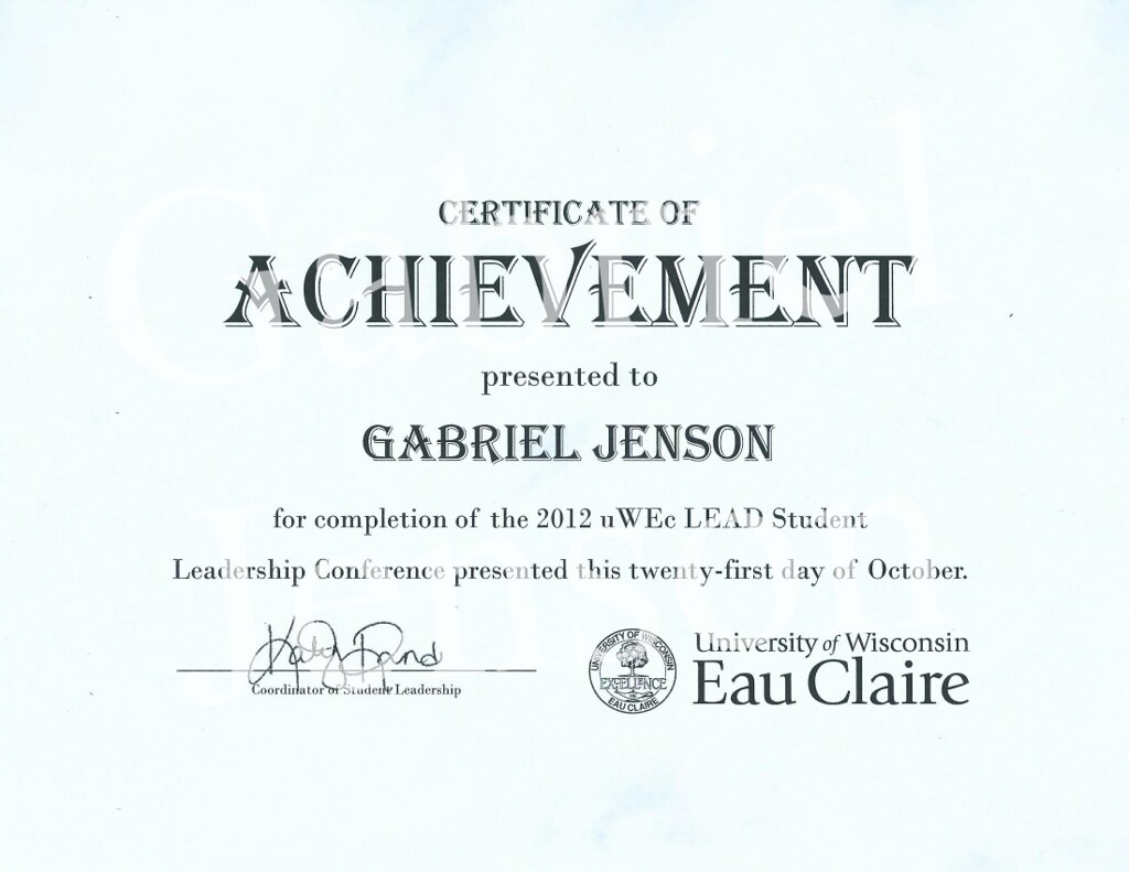 WeLead (2012) Conference Certificate