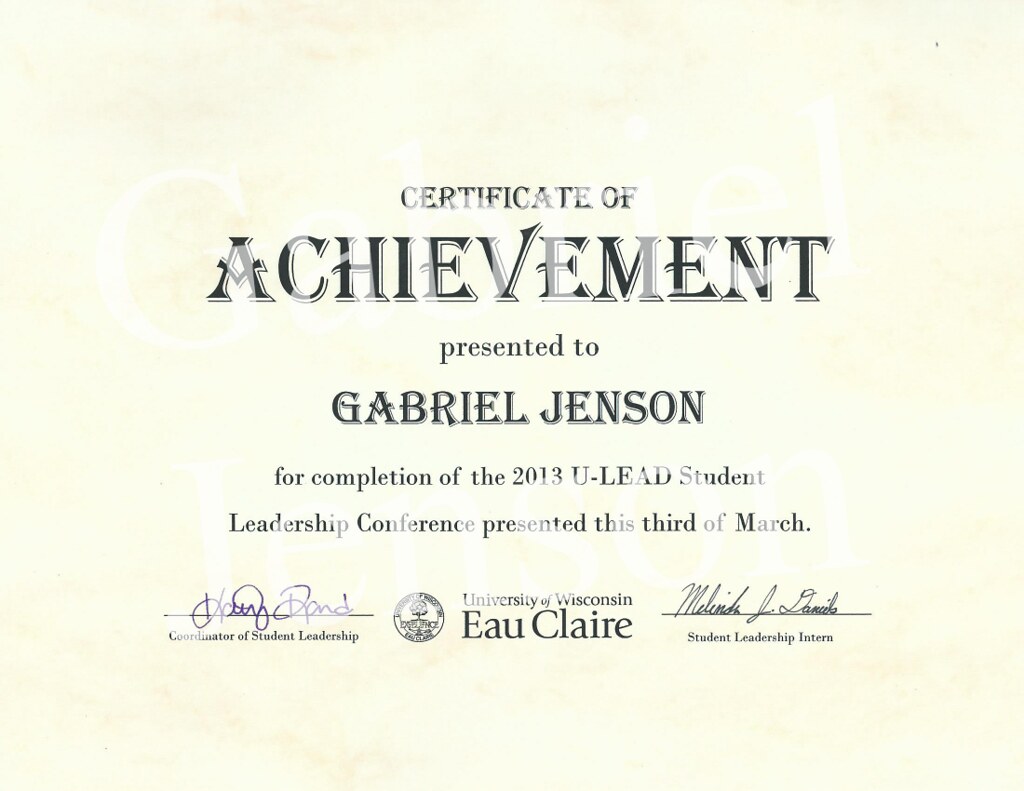 U-Lead Conference (2013) Certificate