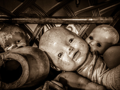 Creepy Doll Heads in Sepia