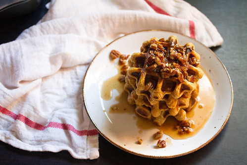 Sweet Potato Waffles with Maple-Chipotle Syrup