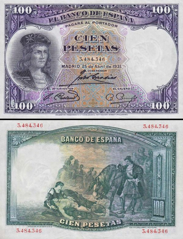100 Pesetas Španielsko 1931, P83