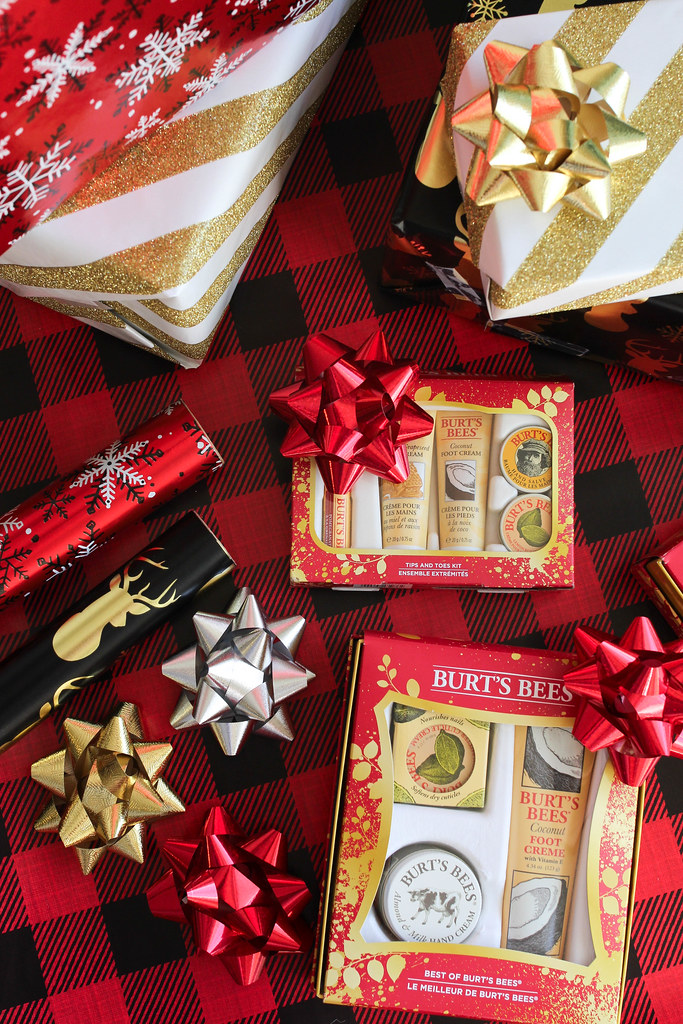 Burt's Bees Holiday Gift Sets for Everyone Plaid Tartan Wrapping Paper Christmas Presents