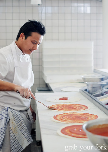 Pizza prep station at The Dolphin Hotel in Surry Hills