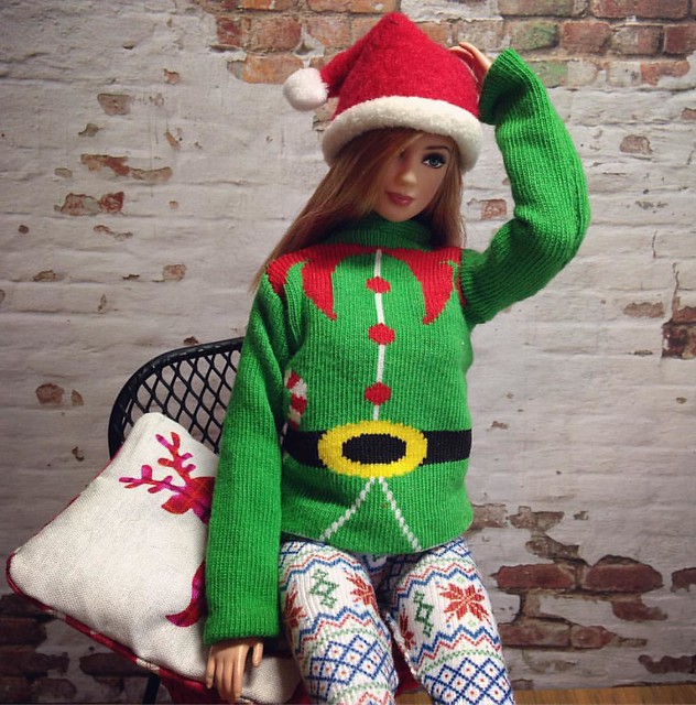 Juno's winter attire! Made from novelty socks! . . . #dollclothes #dollcrafts #dollstagram #instadoll #barbieclothes #barbie #maxandjuno #custombarbie
