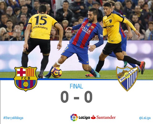 La Liga (Jornada 12): FC Barcelona 0 - Malaga CF 0