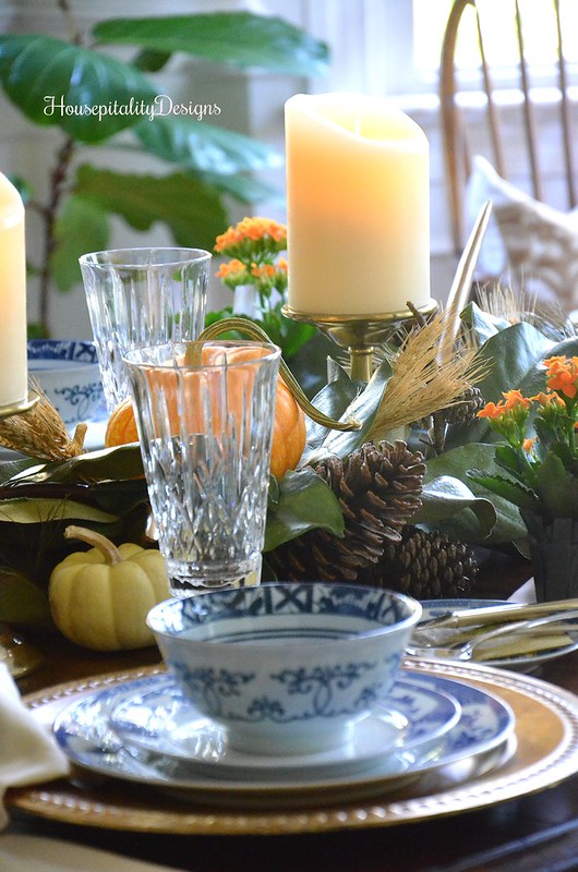 Post Thanksgiving Tablescape - Magnolia garland centerpiece - Housepitality Designs