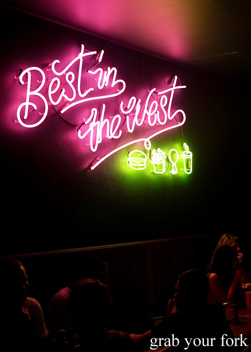 Best in the West neon sign at Superior Burger, Wakeley