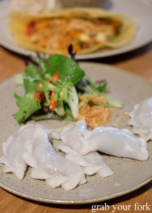 Pan sip steamed tapioca dumplings with snapper and black pepper at Chat Thai at Gateway Sydney in Circular Quay