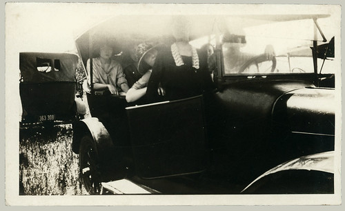 five women in a car