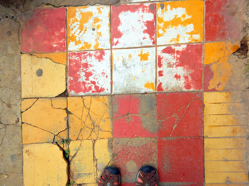 Cracked floor tiles in Talpa, one of Mexico's Pueblos Magicos in the Pacific high sierras