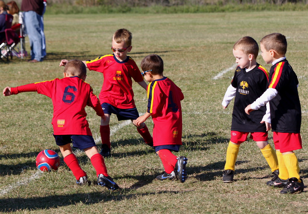 Game action, Spain vs. Germany 5-year-olds