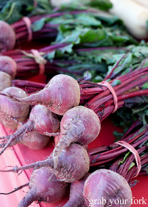 Fresh beetroot at the Canterbury Foodies and Farmers Market, Sydney