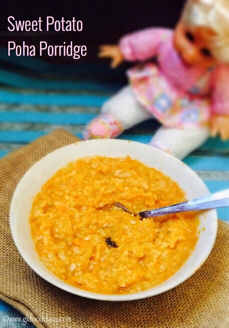 Sweet Potato Poha Porridge Recipe for Babies And Toddlers1
