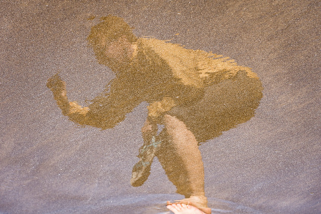 Shelley's reflection in the sand