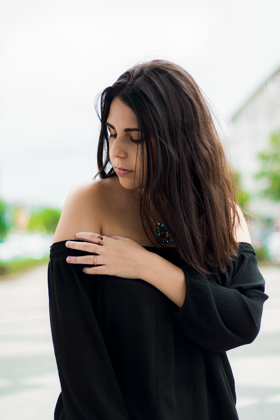 An Unusual Style: Off Shoulder in Black