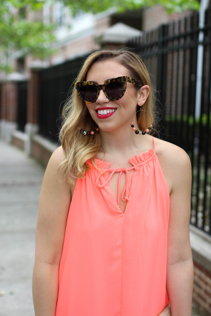 Neon Coral The Mint Julep Trapeze Dress | How To Wear Neon | Shop The Mint Summer Outfit | Living After Midnite by Jackie Giardina Style Blogger