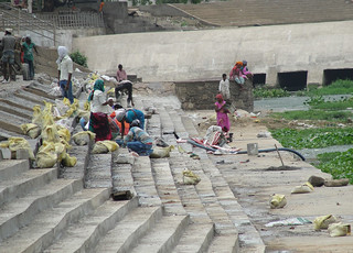 Riverfront work in progress at Mahadev Ghat in Raipur.