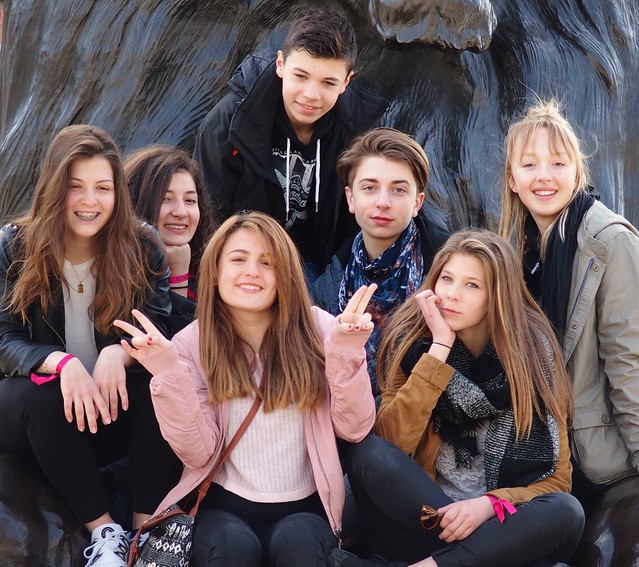 French students at Trafalgar Square