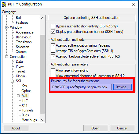 PuTTY Configuration Private Key
