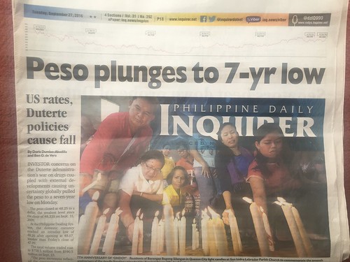 Inquirer headline,  peso plunges