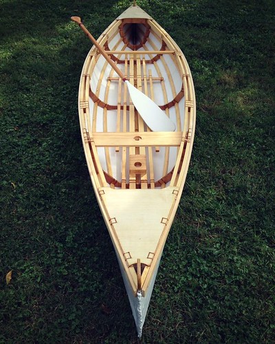 The sailing canoe is nearly finished.