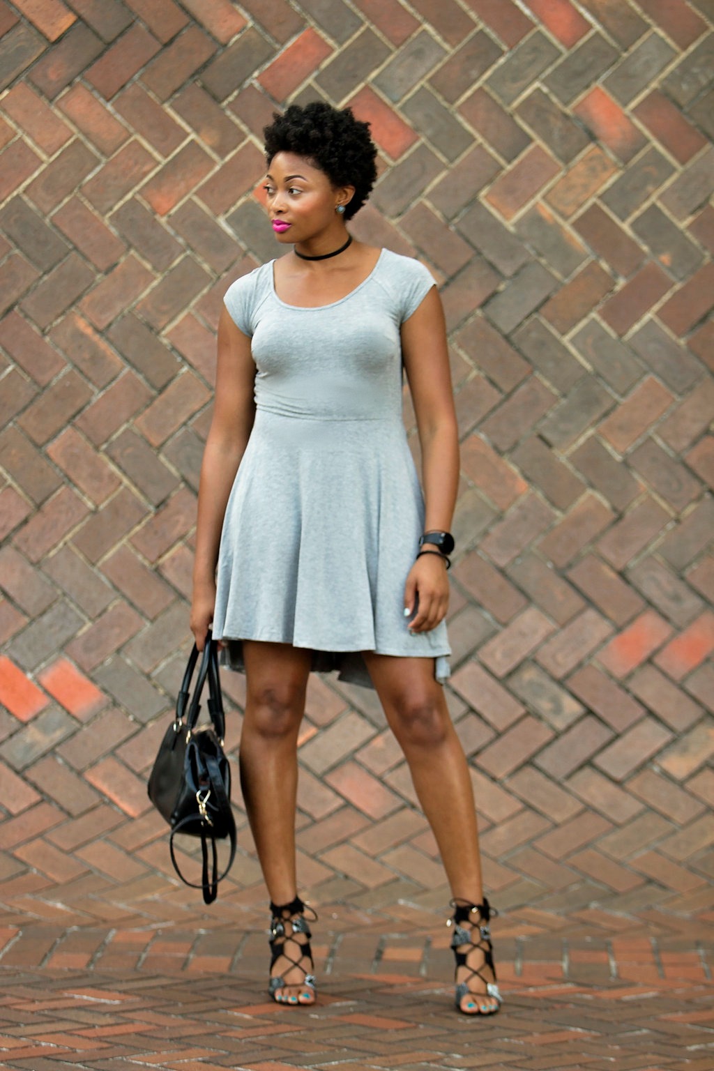 how to wear black and grey, natural hair fashion blogger