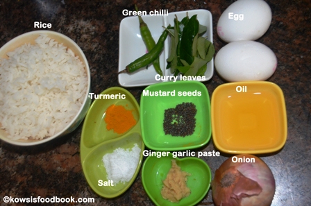 Egg rice ingredients