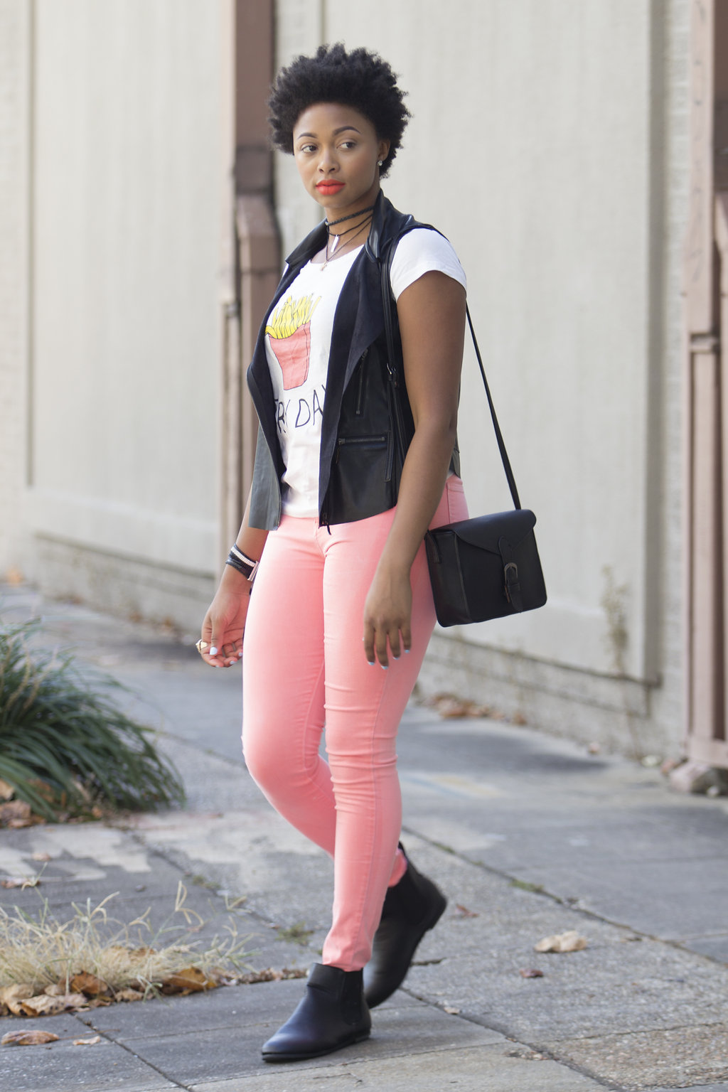 how to wear a leather vest, candace hampton