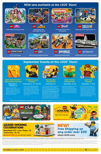 LEGO September 2016 Store Calendar