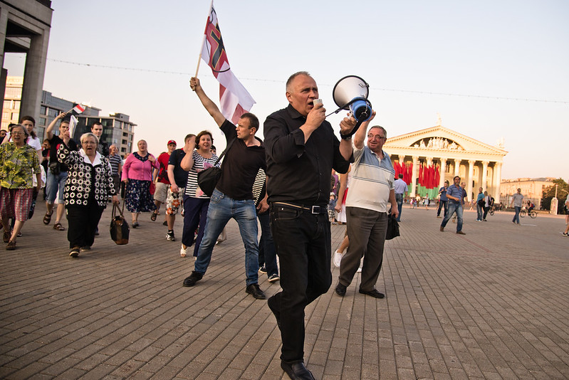 Protest in October Square on 12 September against the rigged parliamentary elections