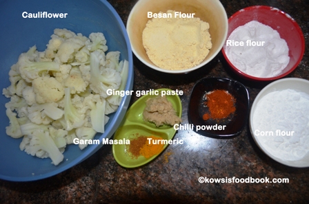 Ingredients for caulifliower fritters