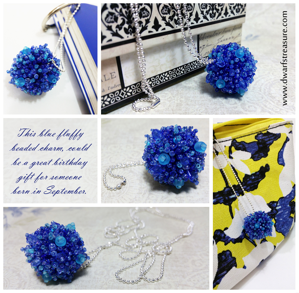 Fashionable blue beaded custom made ball pendant