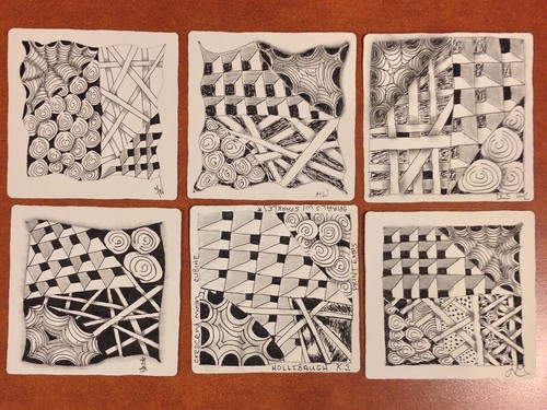 Introduction to Zentangle class tiles, 2016-08-06
