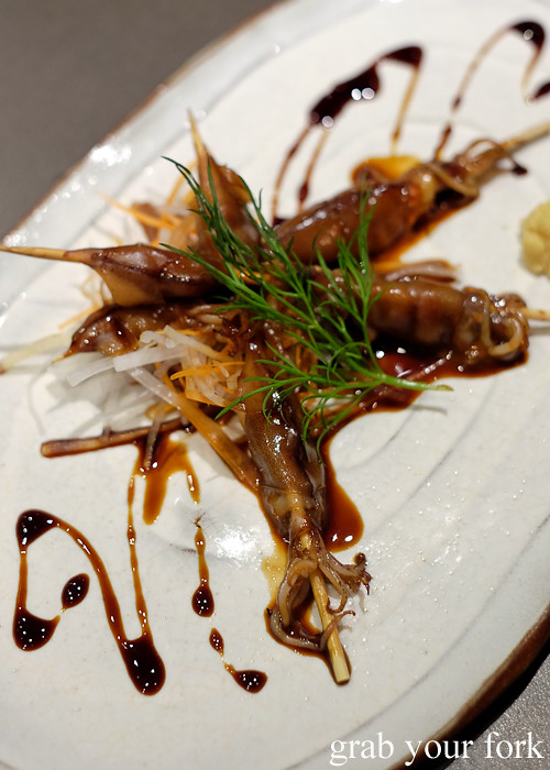 Charcoal grilled firefly squid at Hana Ju-Rin in Crows Nest Sydney