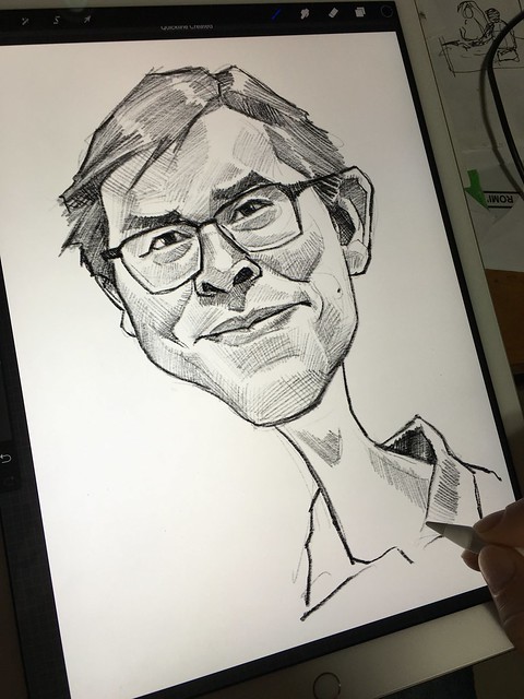 Lui Chiu Wai digital caricature on iPad Pro + Apple Pencil on Procreate