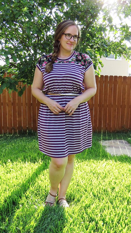 Stripes and Floral Dress Refashion - After