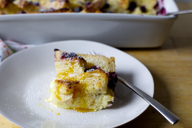 blueberry bread and butter pudding