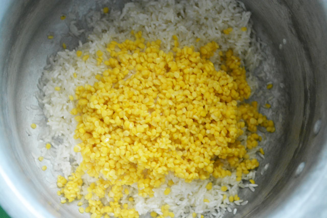 washed moong dal for Ven pongal