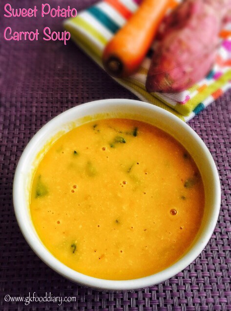 Sweet Potato Carrot Soup Recipe for Babies, Toddlers and Kids4