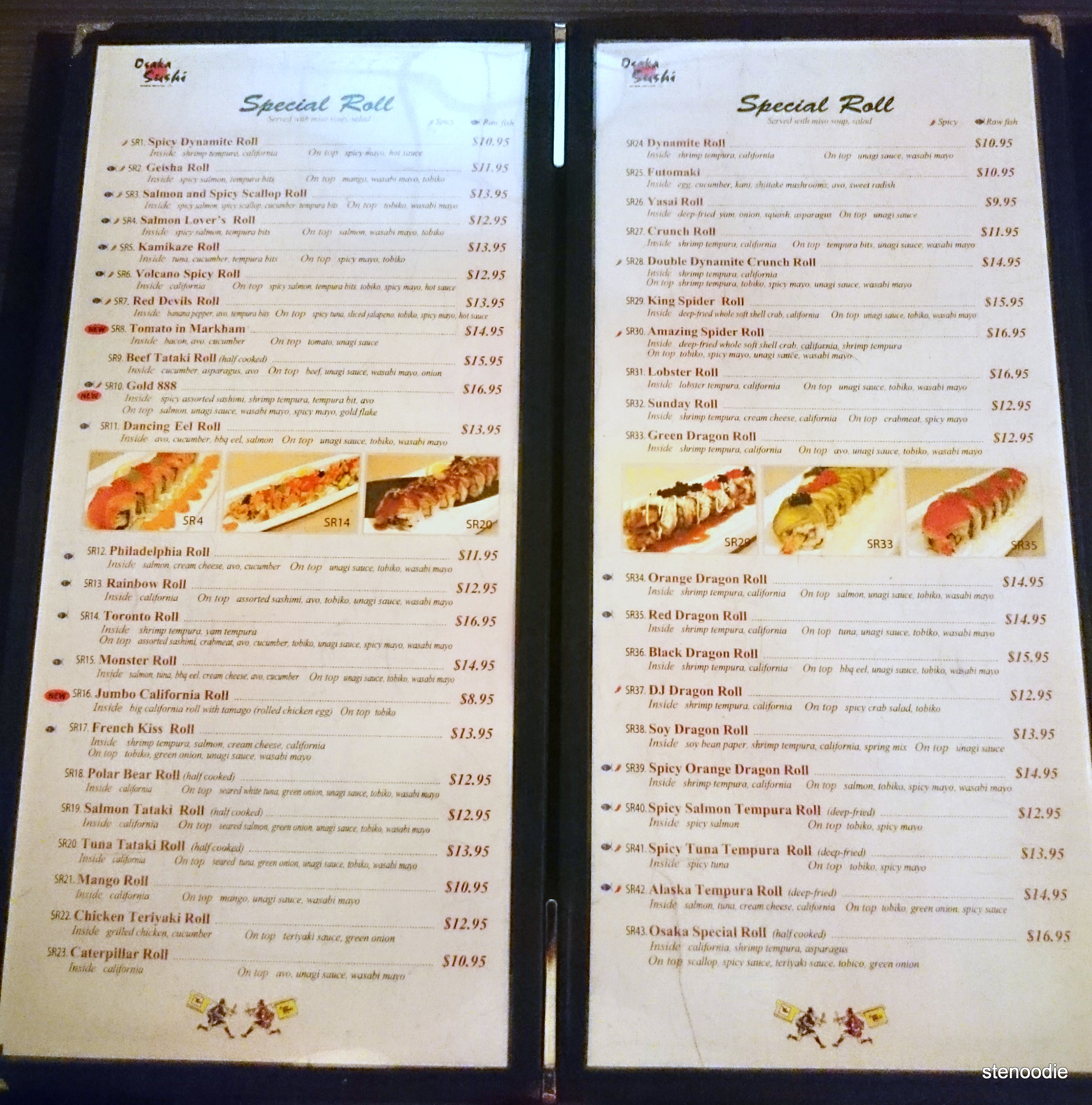  Osaka Sushi Special Roll menu